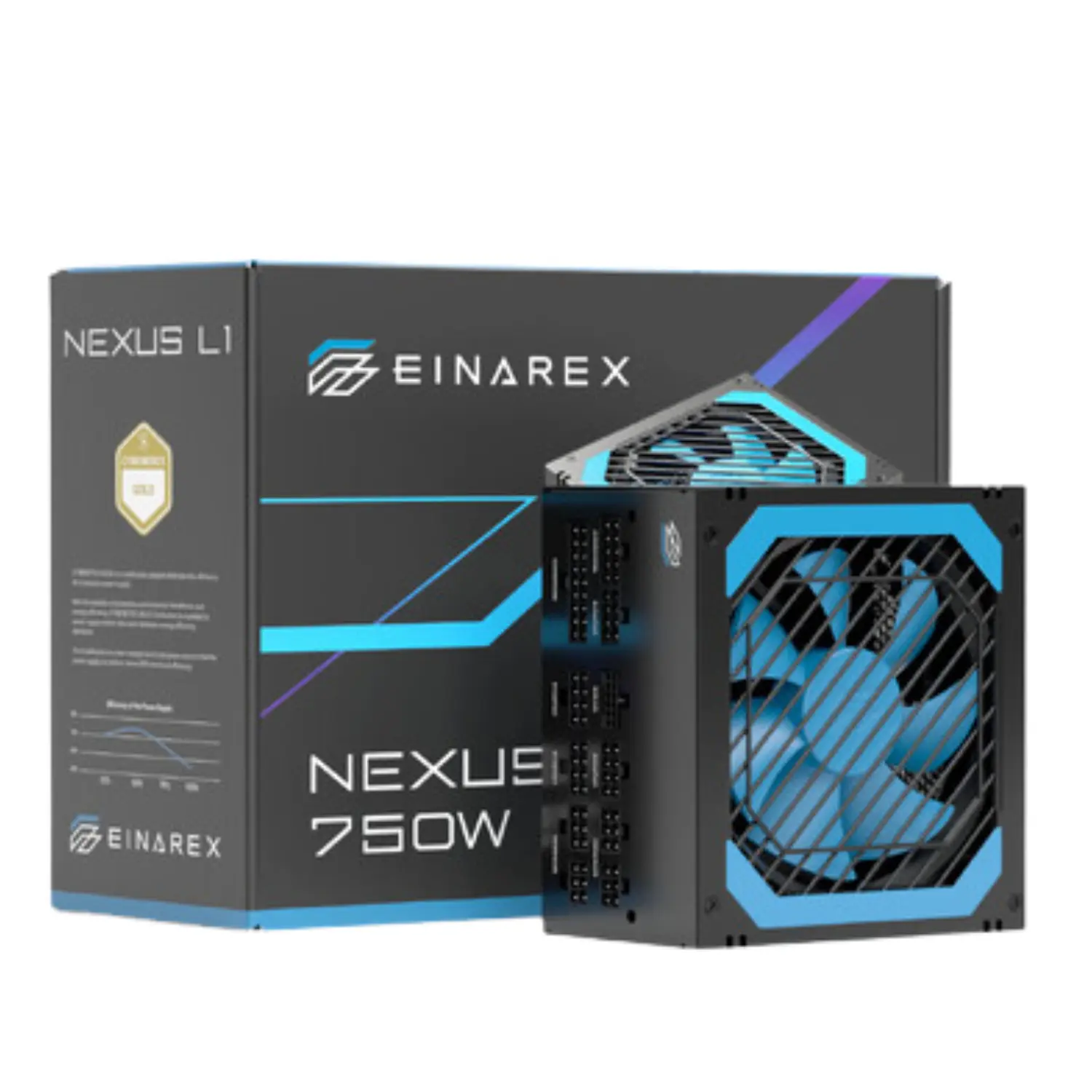 Fuente de Poder EINAREX NEXUS L1 750W Black - Fuente de Alimentación ATX para PC, Alta Eficiencia, Protecciones de Seguridad Integral, Ventilador de 120mm Silencioso (EXPS-NL1-750-BK)