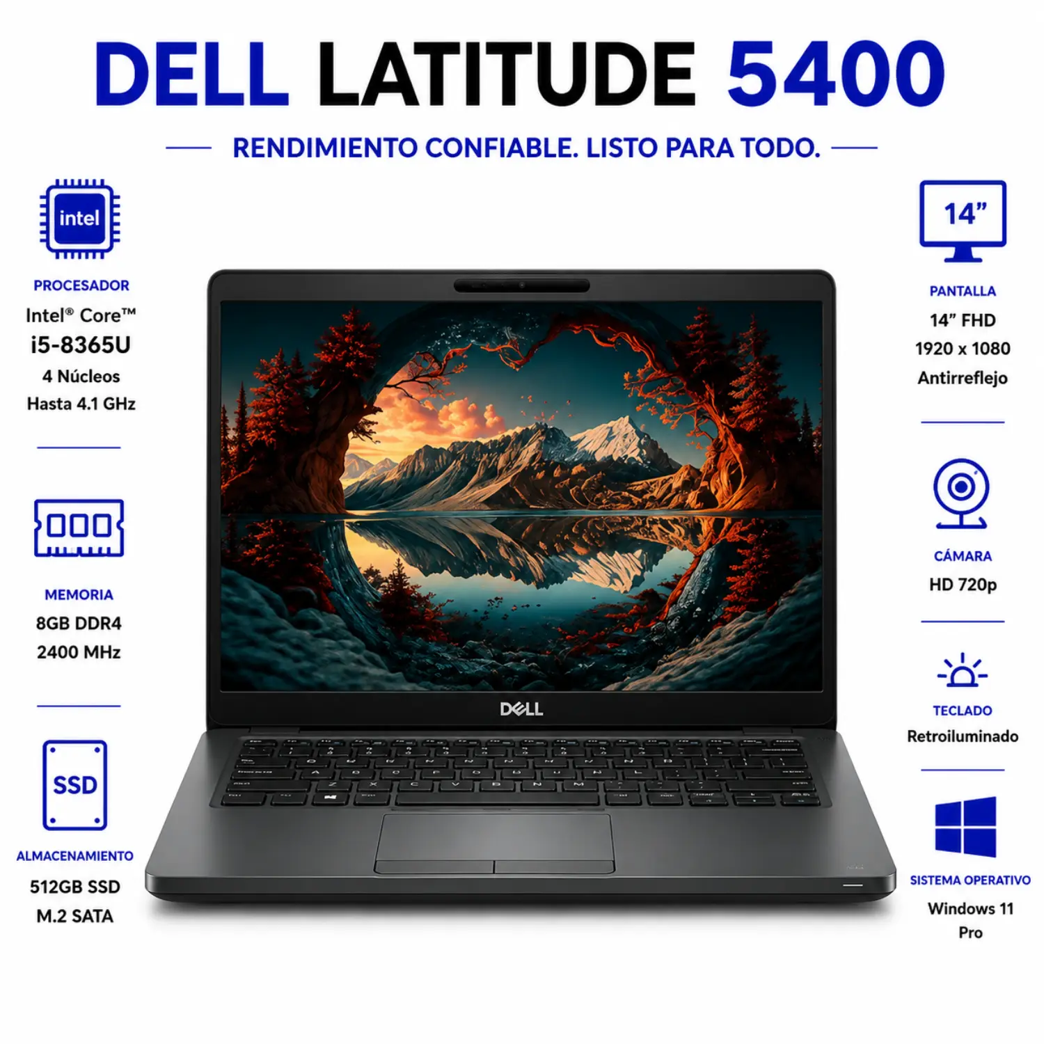 Dell Latitude 5400 14" FHD Intel Core i5 8GB RAM 512GB SSD Windows 11 