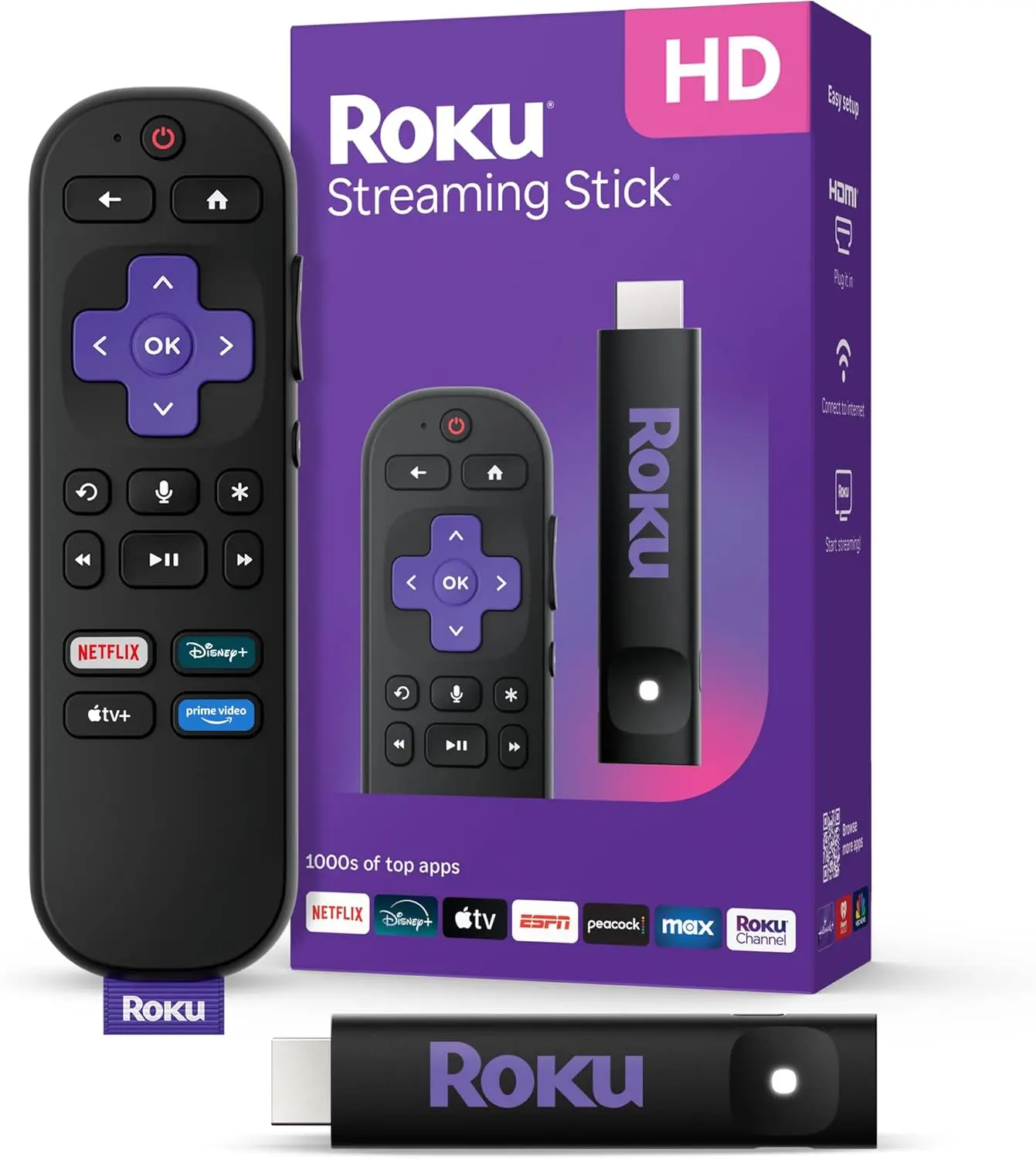 Roku - Streaming Stick 2025 - HD Streaming Device for TV with Voice Remote - Black