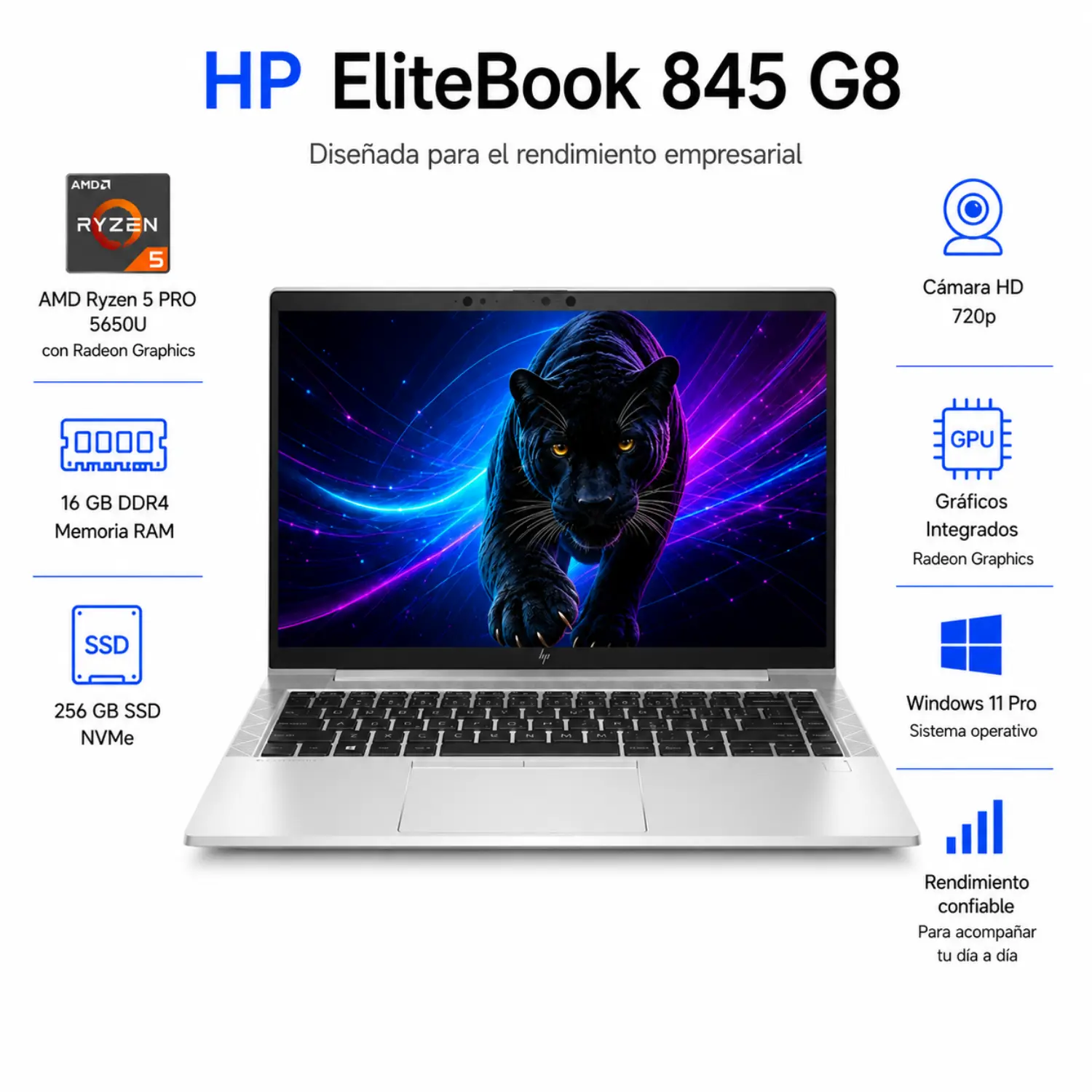 [5R6C2UC#ABA_HP_RJ00P_I/RFB] HP EliteBook 845 G8 14" FHD AMD Ryzen 5 PRO 5650U 16GB RAM 256GB SSD (Reacondicionado) 