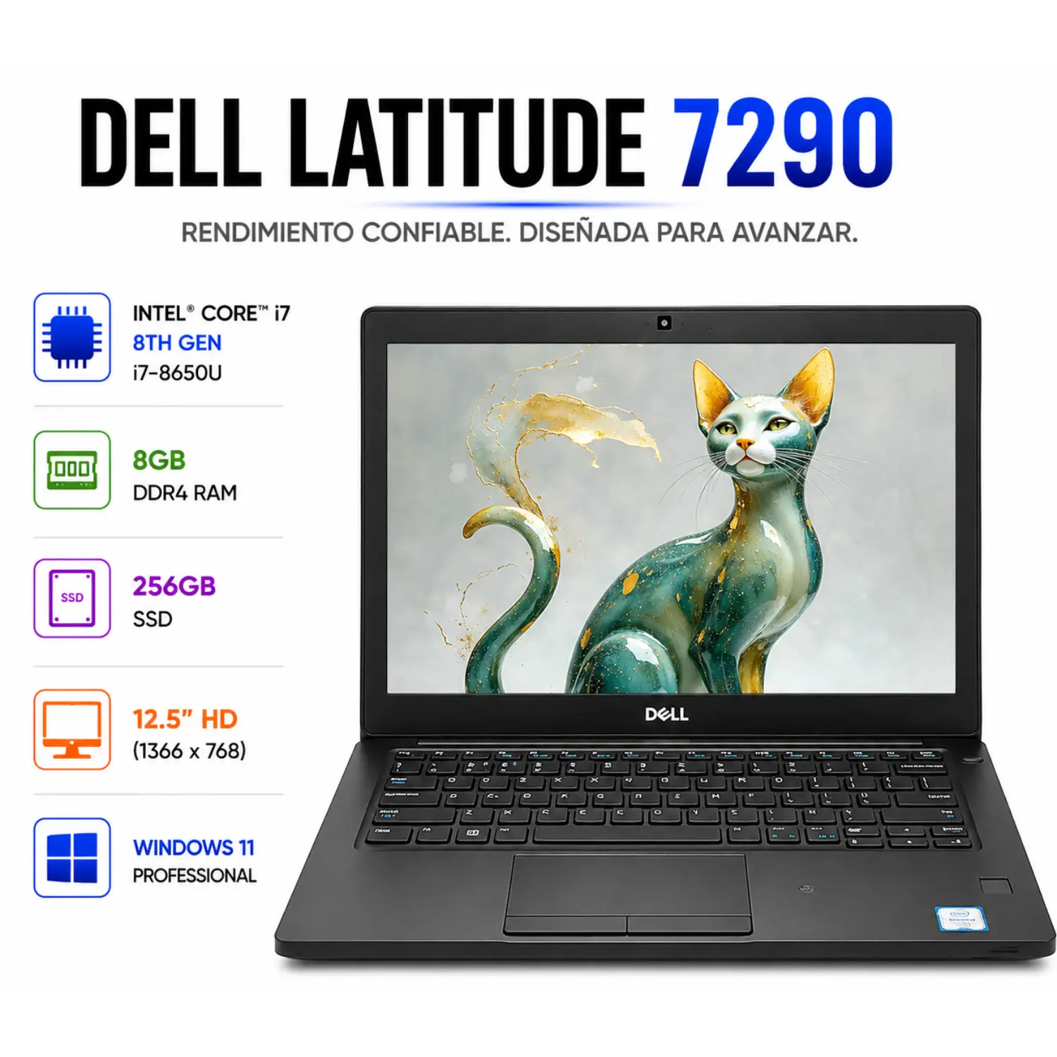 [DE7290-I7-8-256-ES/RFB] Dell Latitude 7290 12.5" FHD Intel Core i7 8GB RAM 256GB SSD Windows 11