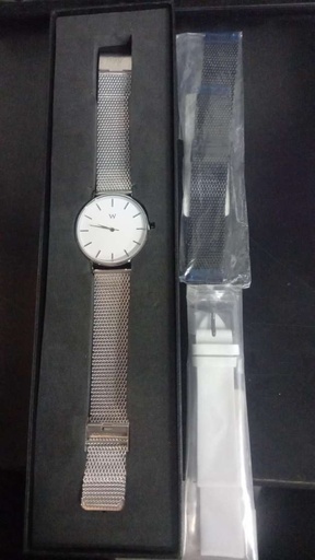 [602860764254/BDL/NEW] Reloj de Pulsera Wanderlust, Esfera Blanca con correa de malla metálica plateada +2 correas de regalo