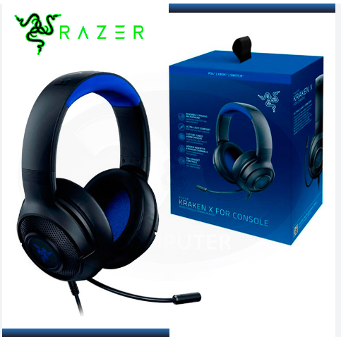 [RZ04-02890200-R3U1/OB] Open Box Razer Kraken X Ultralight Gaming Headset: 7.1 Surround Sound - Lightweight Aluminum Frame - Bendable Cardioid Microphone - for PC, PS4, PS5, Switch, Xbox One, Xbox Series X|S, Mobile - Black/Blue