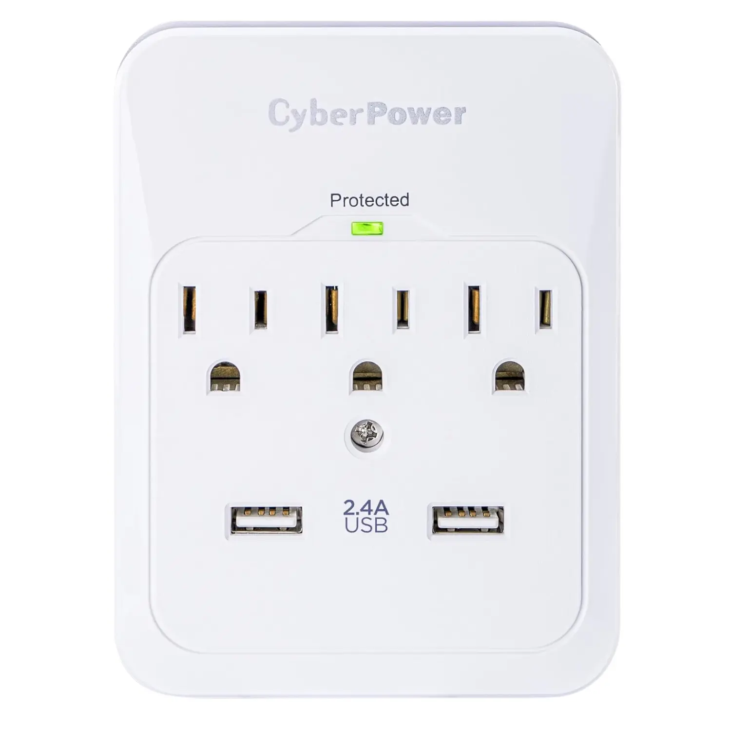 [CSP300WUR1-GRB/RFB] CyberPower CSP300WUR1-GRB (Refurbished Grade B) - Supresor de Picos de Pared, 3 Contactos, 2 Puertos USB, 600 Joules, Blanco