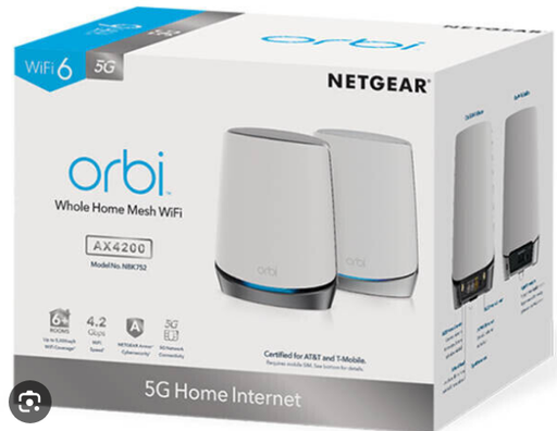 [NBK752-100NAS/OB] Open Box NETGEAR Orbi 5G Tri-Band WiFi 6 Mesh System (NBK752) – Router with 1 Satellite Extender | Coverage up to 5,000 sq. ft, 40 Devices | AX4200 (Up to 4.2Gbps)