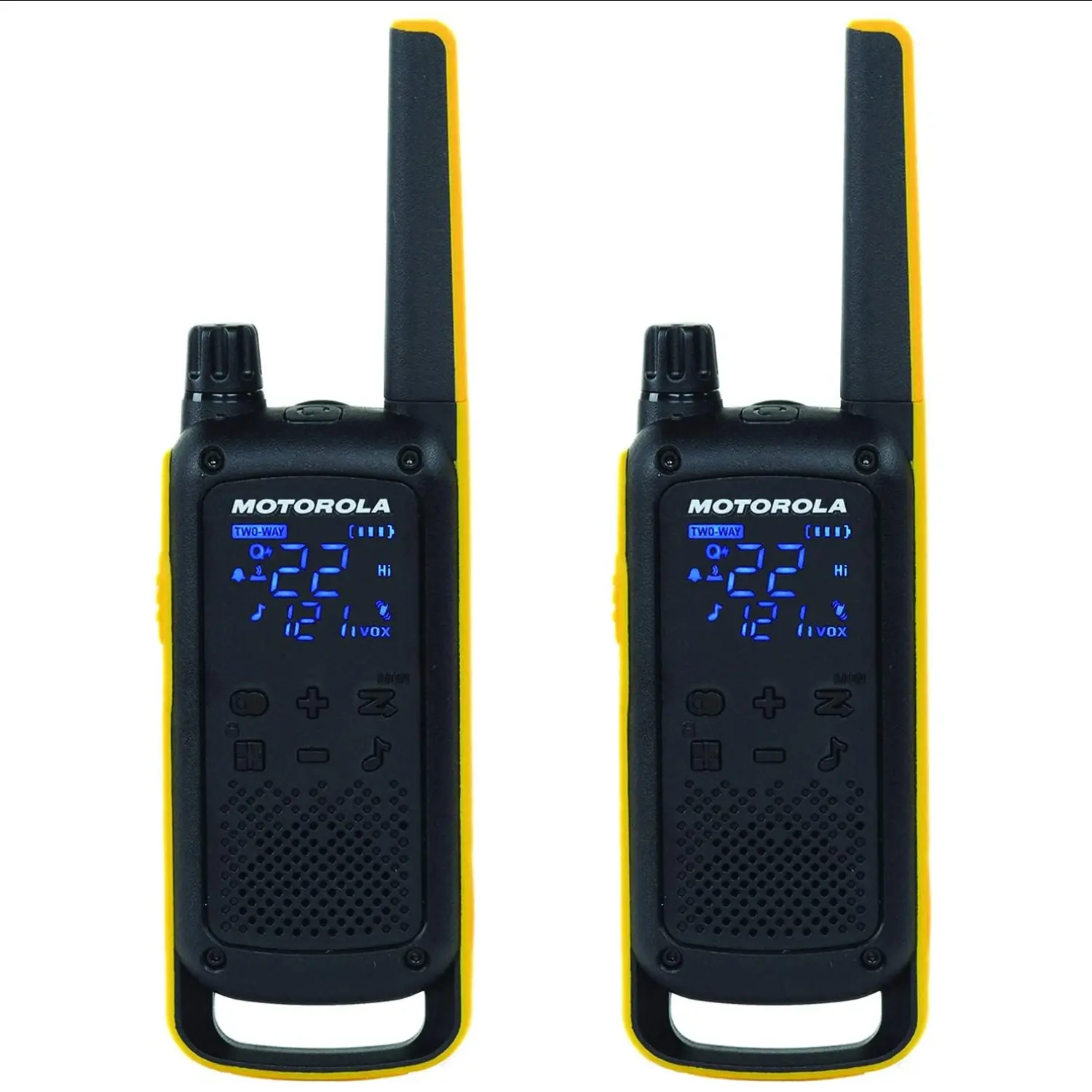[T470/NEW] Radios de Dos Vías Recargables – Paquete Doble, Largo Alcance, Manos Libres, USB Rechargeable, Color Negro/Amarillo