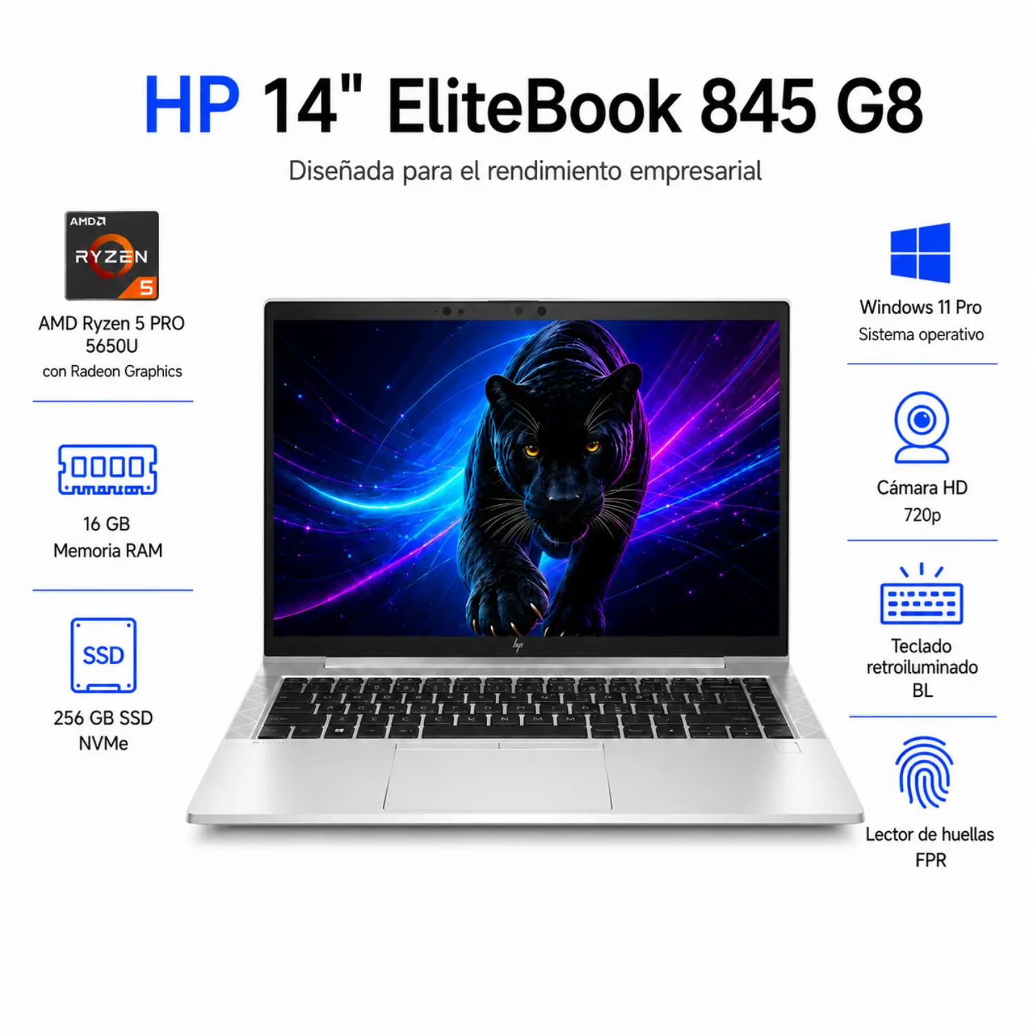 [845G8-R5-16-256-A/RFB] HP EliteBook 845 G8 14" FHD Ryzen 5 PRO 5650U 16GB RAM 256GB SSD Win11 Pro Grade A
