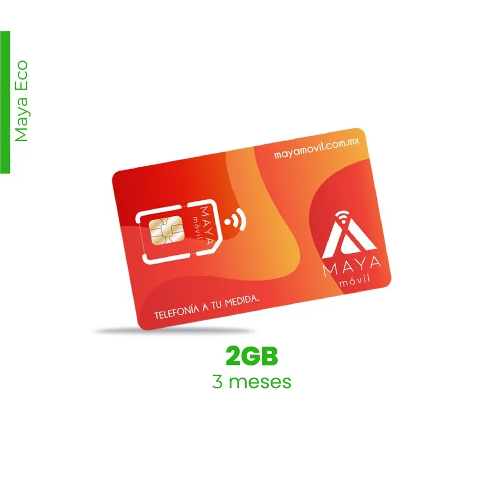 [NP-MAYA-ECO-2GB-3M/NEW] Maya Móvil Eco 3 meses de vigencia, 2 Gb de datos, llamadas, SMS y redes sociales ilimitados