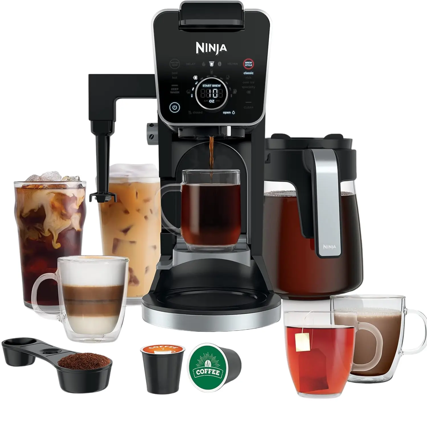 [CFP301C/NEW] Ninja DualBrew Pro Specialty Coffee System – Cafetera 3-en-1: Pod, Single-Serve y 12 Tazas, Espumador Integrado, Depósito XL, Canadian Version