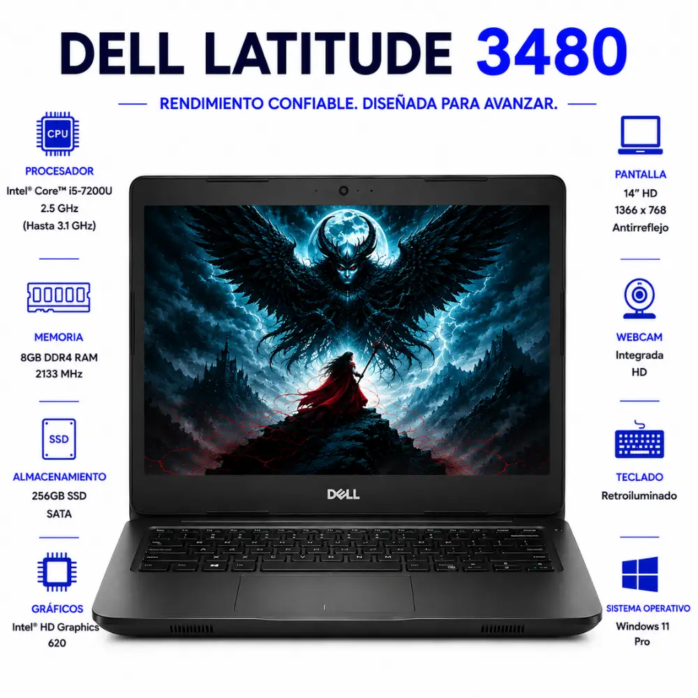 [DE3480-I5-8-256-ES/RFB] Dell Latitude 3480 14" HD Intel Core i5 8GB RAM 256GB SSD Windows 11 (Reacondicionado) 