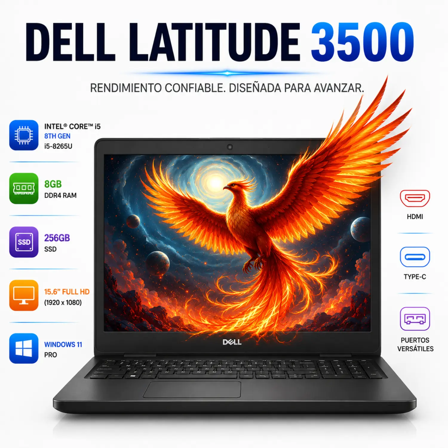 [DE3500-I5-256-ES/RFB] Dell Latitude 3500 15.6" FHD Intel Core i5 8GB RAM 256GB SSD Windows 11 (Reacondicionado) 