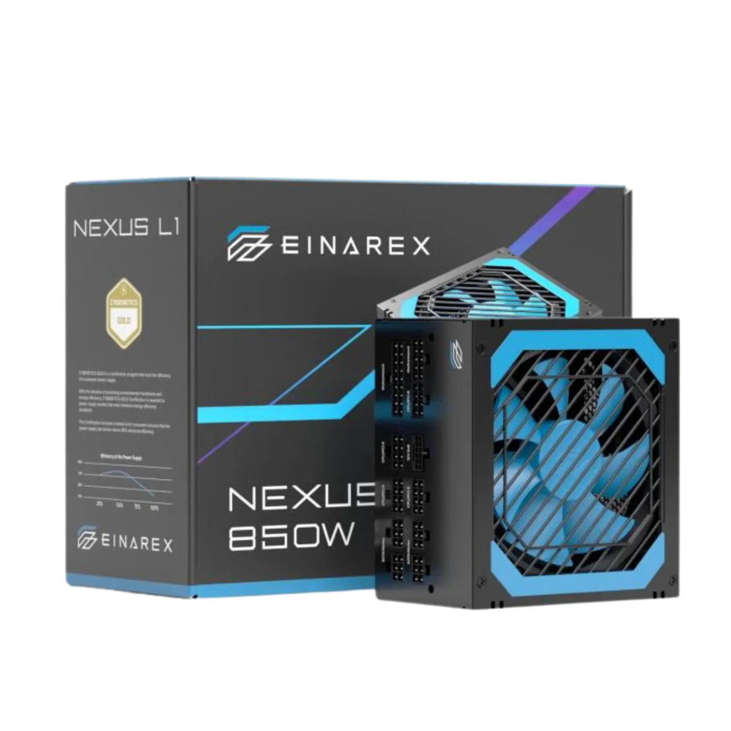 [EXPS-NL1-850-BK/NEW] Fuente de Poder EINAREX NEXUS L1 850W Black - Fuente de Alimentación ATX para PC Gamer, Alta Eficiencia Energética, Protecciones de Grado Industrial, Ventilador Silencioso (EXPS-NL1-850-BK)