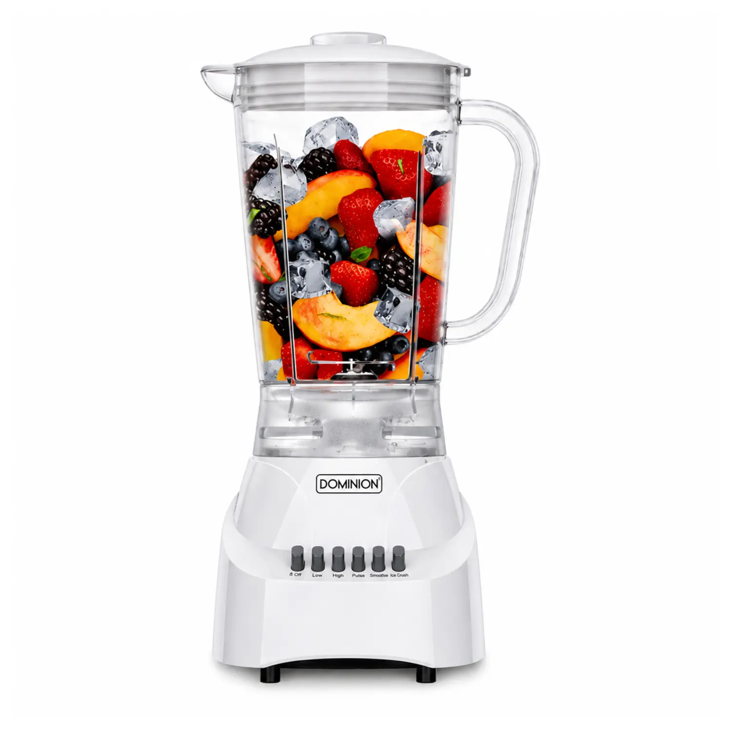 [D4006W/NEW] Licuadora Dominion de 5 Velocidades D4006W - Jarra de 42oz, Cuchillas de Acero Inoxidable y Motor de Alta Eficiencia (Blanco)