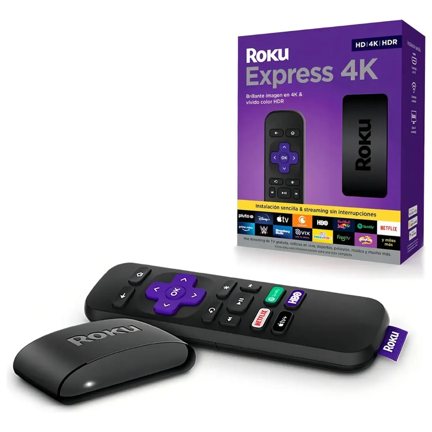[3941R/NEW] Roku Express 4K+ – Dispositivo de Streaming HD/4K/HDR con Control por Voz, Wi-Fi Rápido y Cable HDMI Premium (Nuevo)