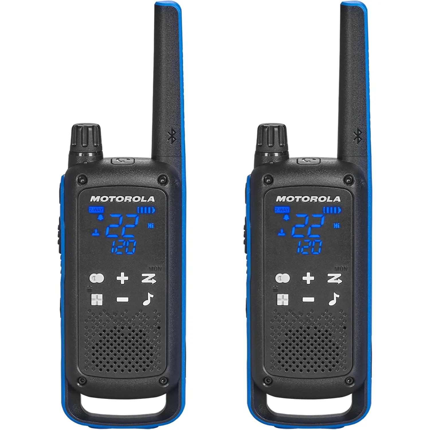 [T802/NEW] Motorola Talkabout T802 Black/Blue – Paquete de 2 Walkie Talkies, Bluetooth, Mensajería Off-Grid, GPS vía App, Emergencias Outdoor, Largo Alcance