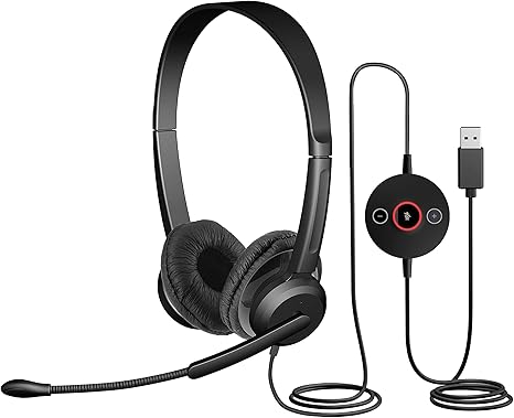[AC-204ENC II-F/NEW] Audífonos USB con Micrófono ENC Cancelación de Ruido USB-A UC
