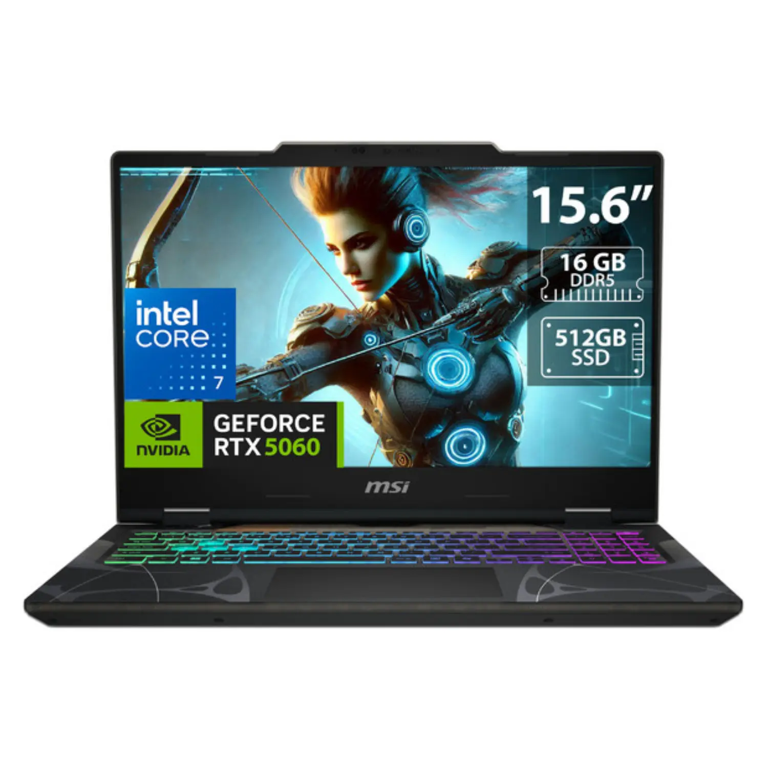 [B2RWFKG-071US/NEW] Laptop Gaming MSI Cyborg 15 - Intel Core™ 7-240H, 16GB RAM, 512GB SSD, NVIDIA RTX 5060 8GB