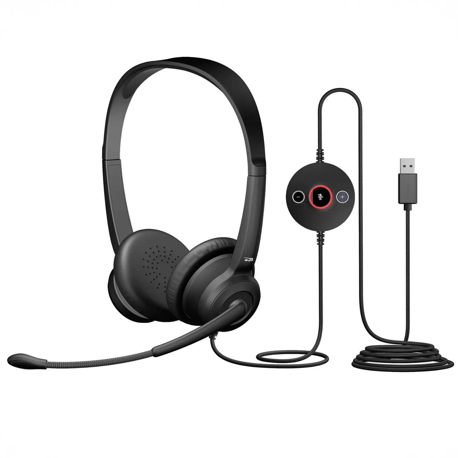 [AC-204ENC II/NEW] Cyber Acoustics AC-204 ENC – Headset USB con Micrófono, Cancelación de Ruido ENC, Diadema Ligera, Control en Cable, Ideal para Clases, Oficina y Videollamadas