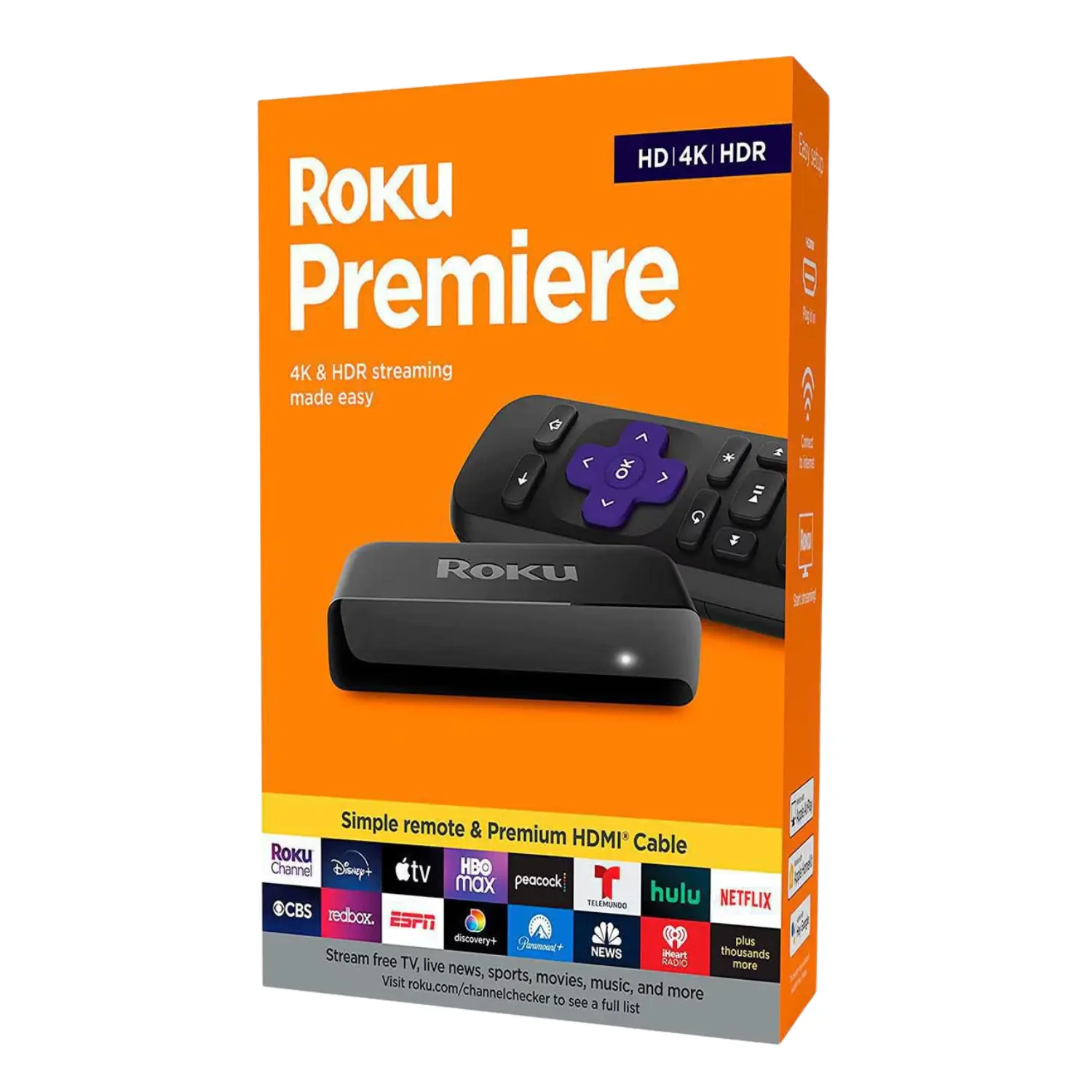 [3920RW/D2] Roku Premiere 4K HDR Reproductor Streaming HDMI Modelo 3920RW Caja Dañada